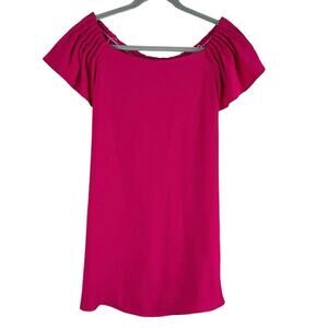 Trina Turk Pleated Mini‎ Dress in Hot Pink Short Cap Sleeves, Size XS